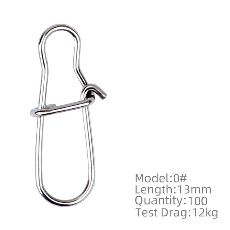 TSURINOYA 100 stuks roestvrijstalen klikhaken, draaibare veiligheidsklemmen, visdraden, visgerei, accessoire voor visdoos, hulpmiddel, kunstaas