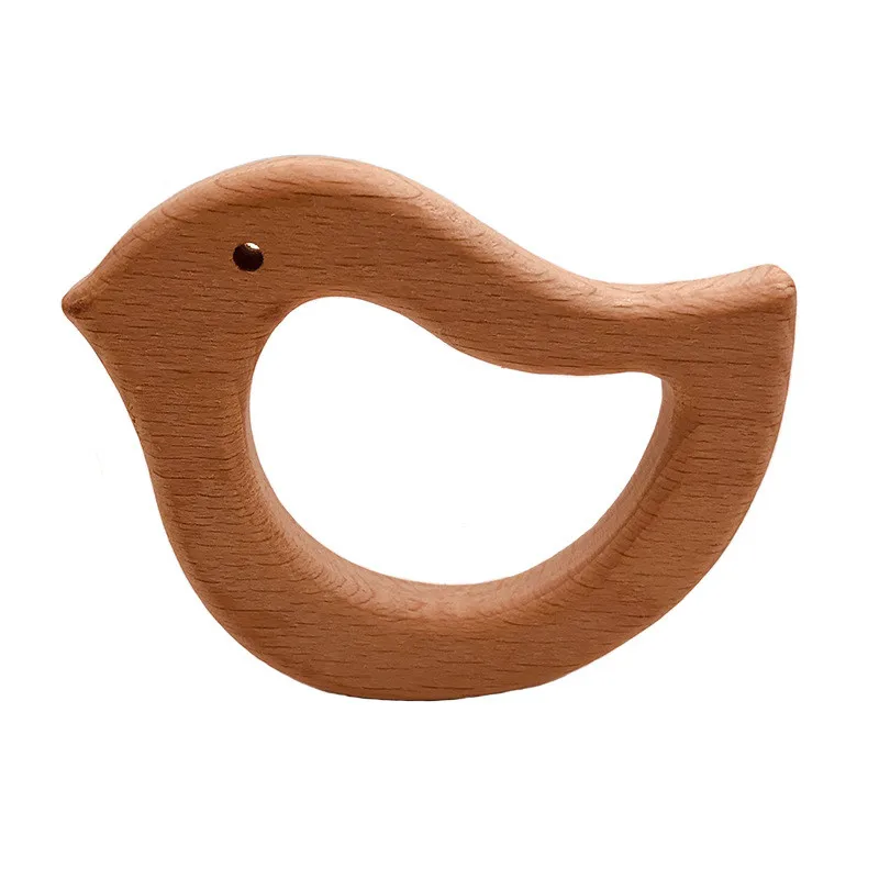 2021 DIY Baby Teether Toys Wooden Animal Shape Necklace Pendant Food Grade Beech Teether Koala Fox Wood Teething Toy for Newborn