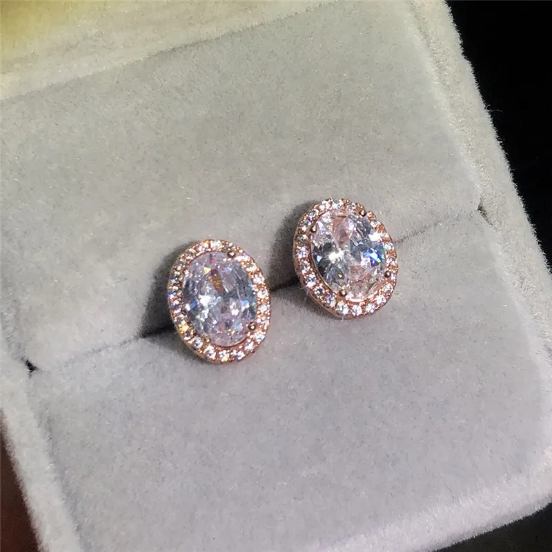 CC Stud Earrings For Women Oval Shape Cubic Zircon Wedding Engagement Party Accessories Fine Jewelry CCE594