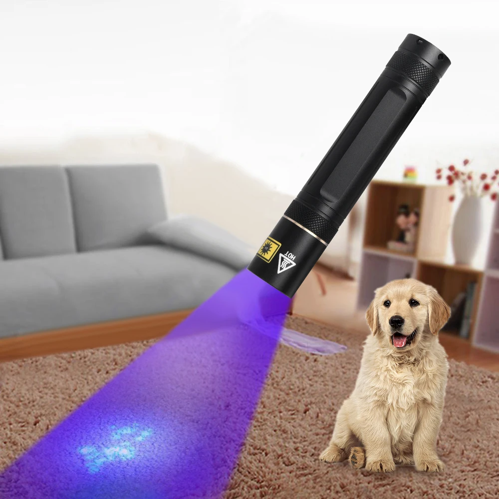 Anjoet-linterna LED UV ultravioleta Invisible para mascotas, 365nm, marcador de caza con manchas, batería 18650