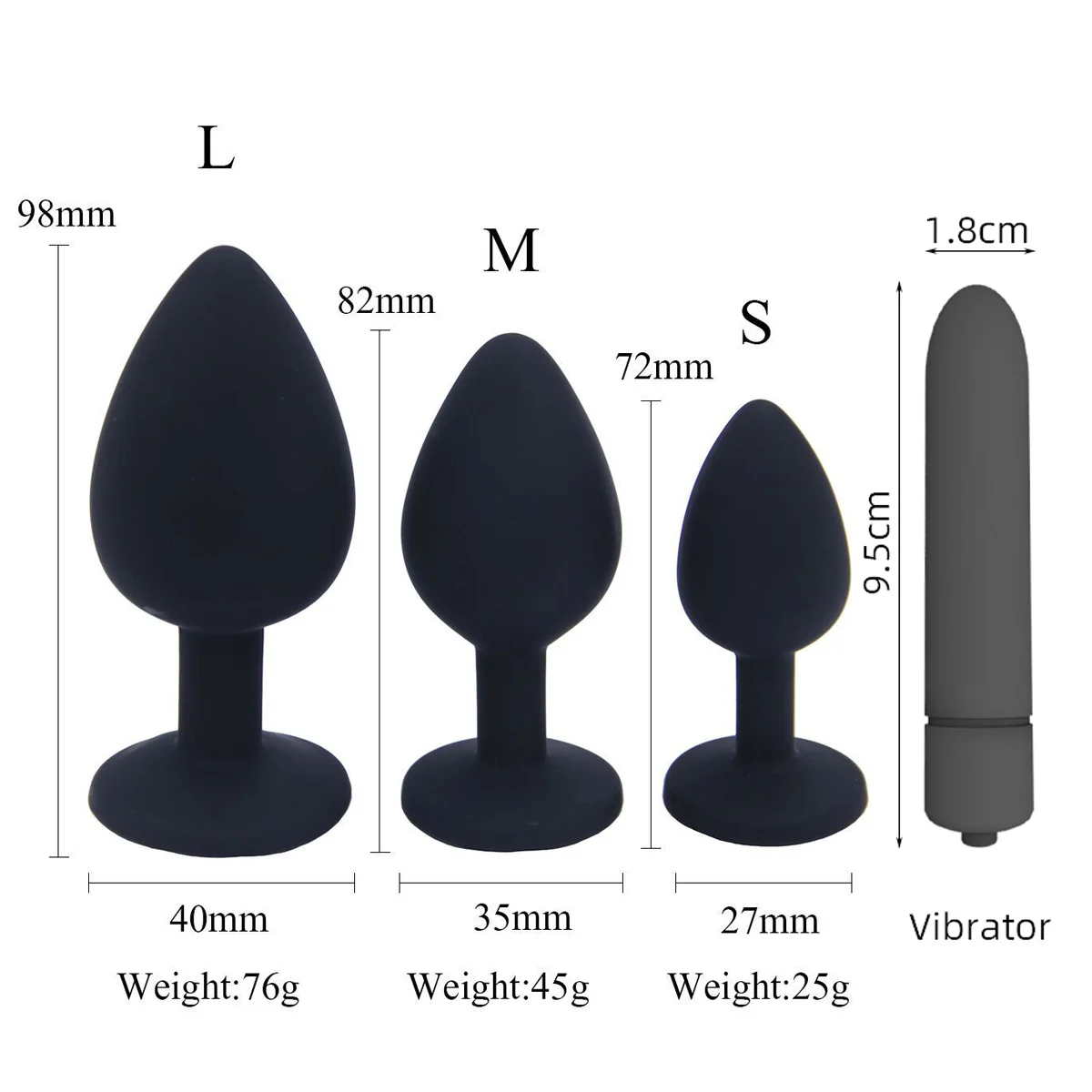 Adult Silicone Anal Plug Dildos Bullet Vibrator Butt Plugs Sex Toys for Women Men Gay Prostate Massager Anal Masturbating S/M/L