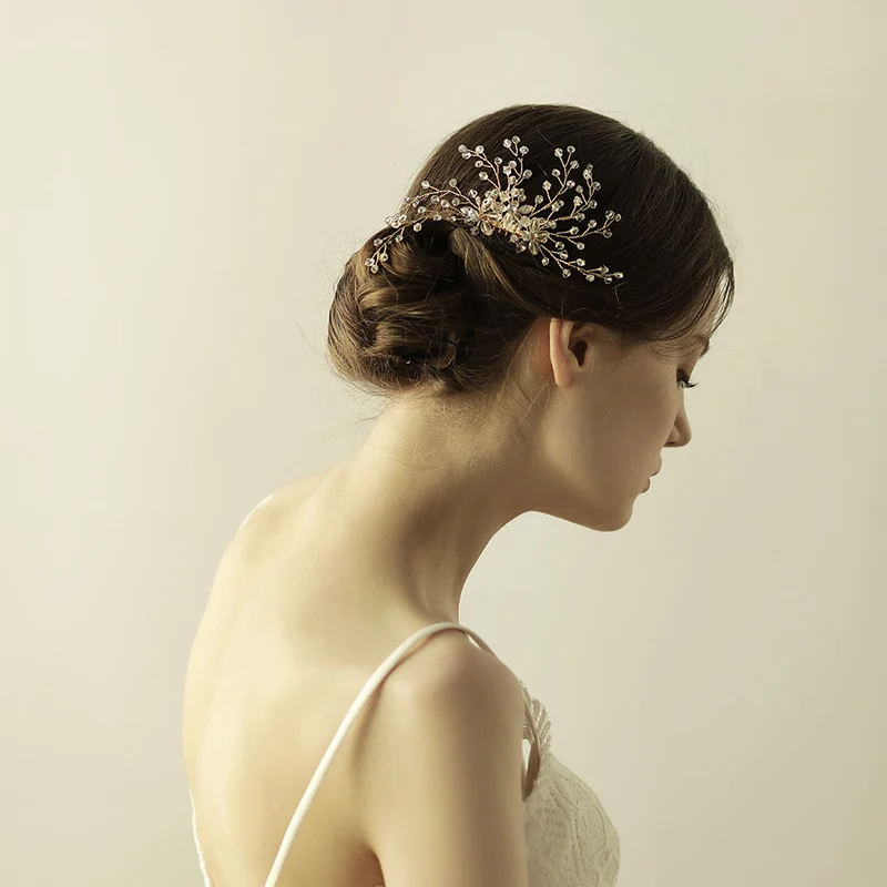 O834 Handgemachte braut kristall haar kamm hochzeit zubehör braut haar kamm hochzeit kopfschmuck haarteil für party