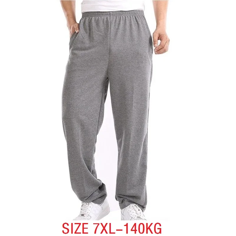 

plus size 7XL 140KG spring summer Men sports Pants High Elasticity Waist Pants Casual simple Fitness Pants Straight Trouser 70