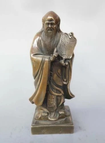 Chinese pure brass Taoist history founder laozi statue