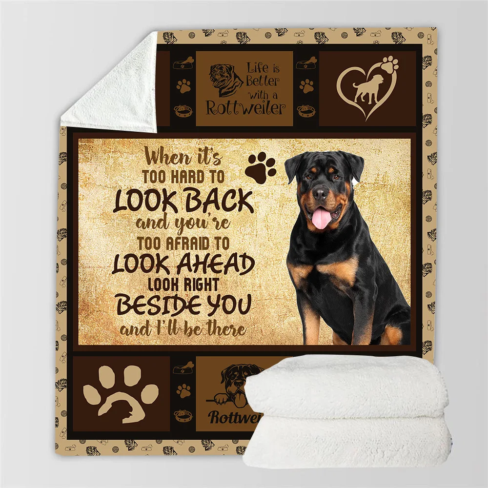 Rottweiler 3D Printed Fleece Blanket for Beds Hiking Picnic Thick Fashionable Bedspread Christmas Sherpa Throw Blanket