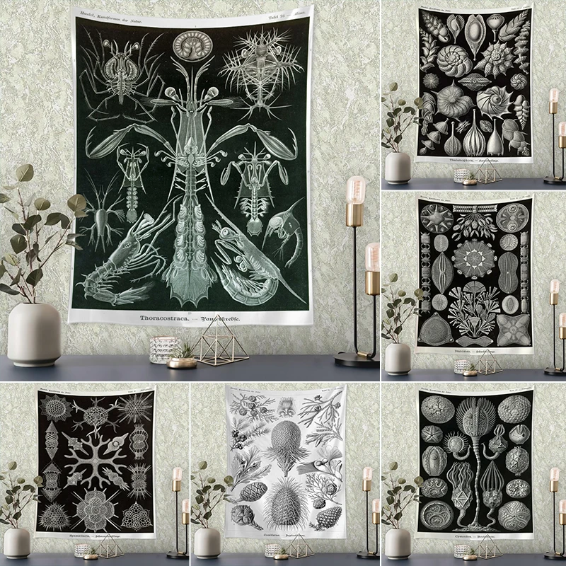 Marine Life Tarot Card Tapestry Wall Hanging Retro Psychedelic Witchcraft Tapiz Hippie Art Room Home Decor