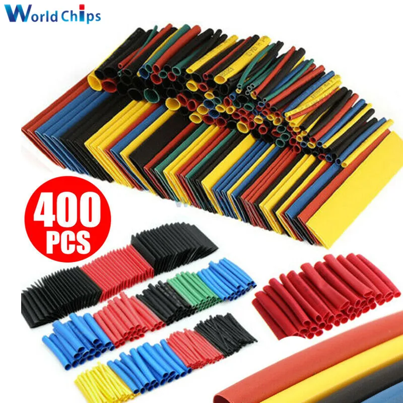 400pcs Polyolefin Heat Shrink Tube Mixed Color 8 sizes 1-14mm 2:1 Heat Shrink Tubing Wire Cable Sleeves Wrap Wire Assortment Set