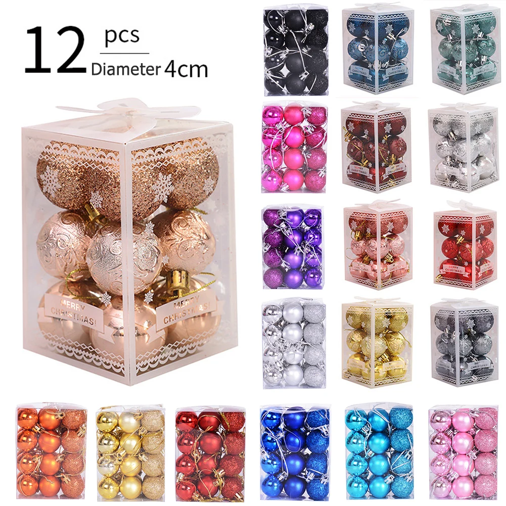 24/12Pcs ต้นคริสต์มาสตกแต่ง Xmas Ball สีแดงสีแดงแขวนต้นไม้จี้ Home Party ตกแต่งสำหรับ2021ใหม่ปี Navidad