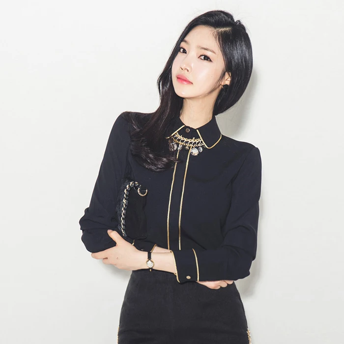 2020 autumn clothes Korean commuter professional temperament all-match black shirt Western style clothes fashionable blouse tops