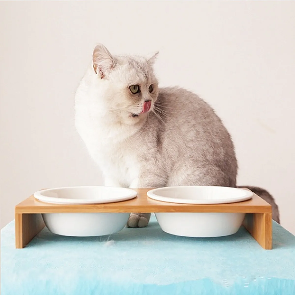 1/2/3 Bowls Cat Dog Feeders Bowl Ceramic Tableware Pet Food Water Bowl Bamboo Frame Antiskid Pet Supplies Dog Cat Feeding Bowl