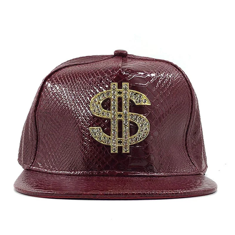 HotDoitbest Metal Golden dollar style men\'s Baseball Cap hip-hop cap leather Adjustable Snapback Hats for men and women