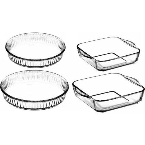 Pasabahce Pyrex 4 Parts Tray Set (2 Li Square + 2 Li Round)