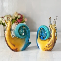 Europe Colored glaze snail Crafts Living Room Desktop glass Ornaments Figurines Wedding Decor Home decoration accessories