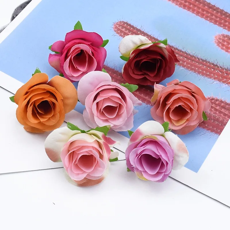 10 Pieces Fake Teddy Bear of Roses Wedding Decorative Flowers for Scrapbooking Christmas Decorations for Home Artificial Flowers