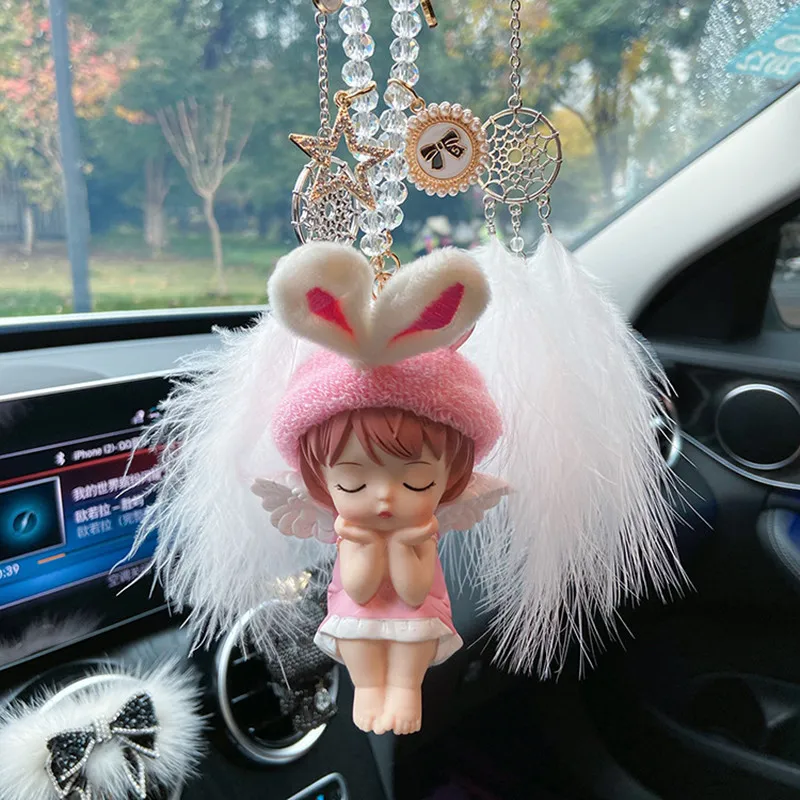 

Cute Angel Baby Car Rearview Mirror Pendant Car Interior Ornament Home Office Car Pendant Gift