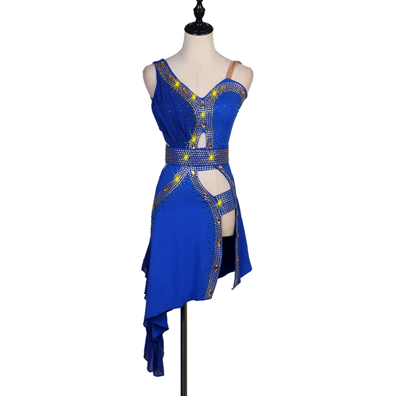 

Custom latin dance dress Latin dance costumes adult stick drill sexy backless dance dress latin competition dress