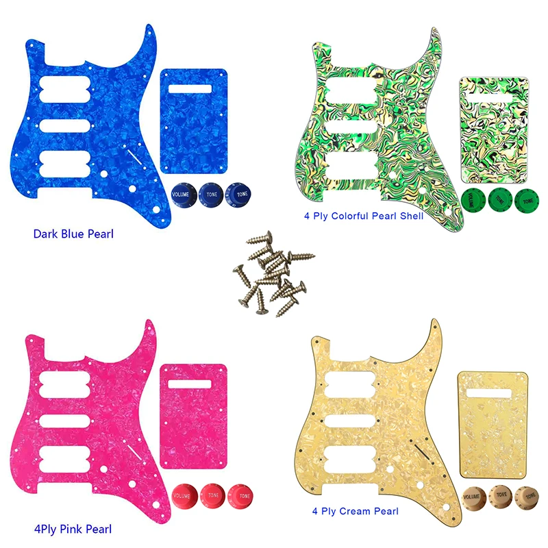 

Quality Guitar Parts -For US 11 Screw Holes HSH Humbucker Strat Guitar Pickguard Scratch Plate & Back Plate & Control Knob