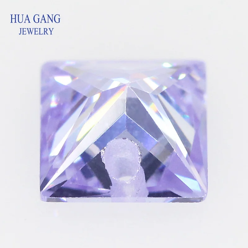 Lavender Loose CZ Stones Beads Gem With Hole AAAAA Square Shape Cubic Zirconia Stone For Jewerly Making 4x4~12x12 High Quality