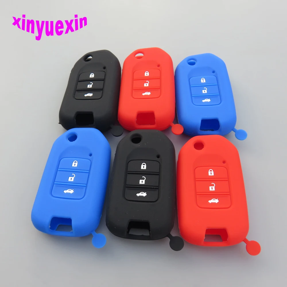 

50pcs Xinyuexin Silicone Car Key Cover Case For Honda Accord Vezel Crider city civic Jazz CRV Crider HRV Remote Key 3 Buttons