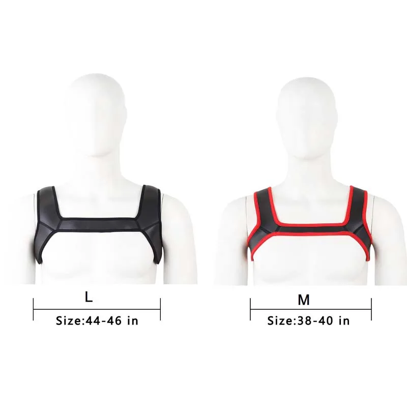 Neoprene Fetish Harness Men BDSM Gay Chest Harness Belts Punk Rave Body Bondage Clothing Sexy Male Crop Tops for Puppy Play