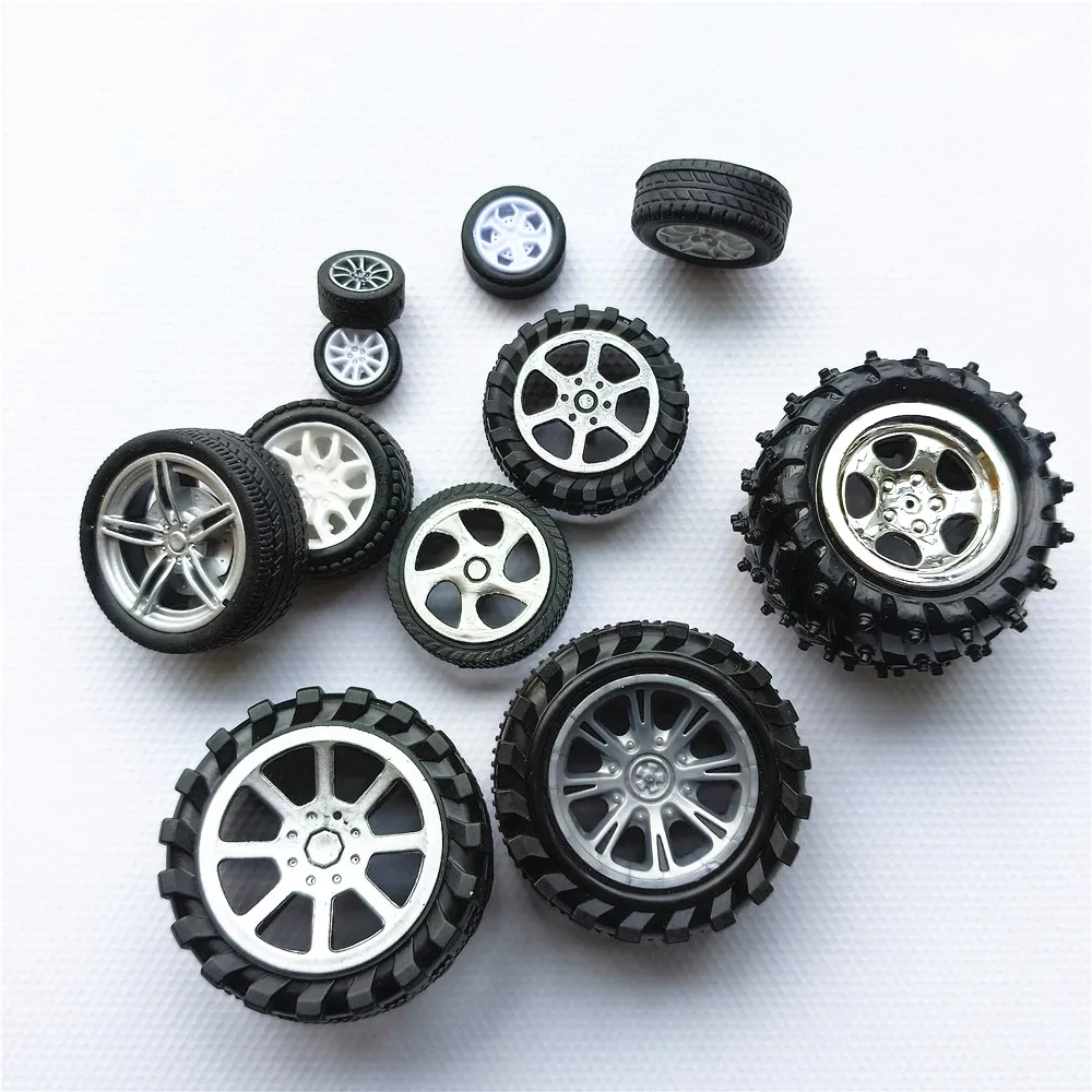 2Pcs/Lot 18 Types Toy Car Wheels DIY Model Plastic Rubber Tires Seal Ring Assembled Robot Parts Drop Shipping