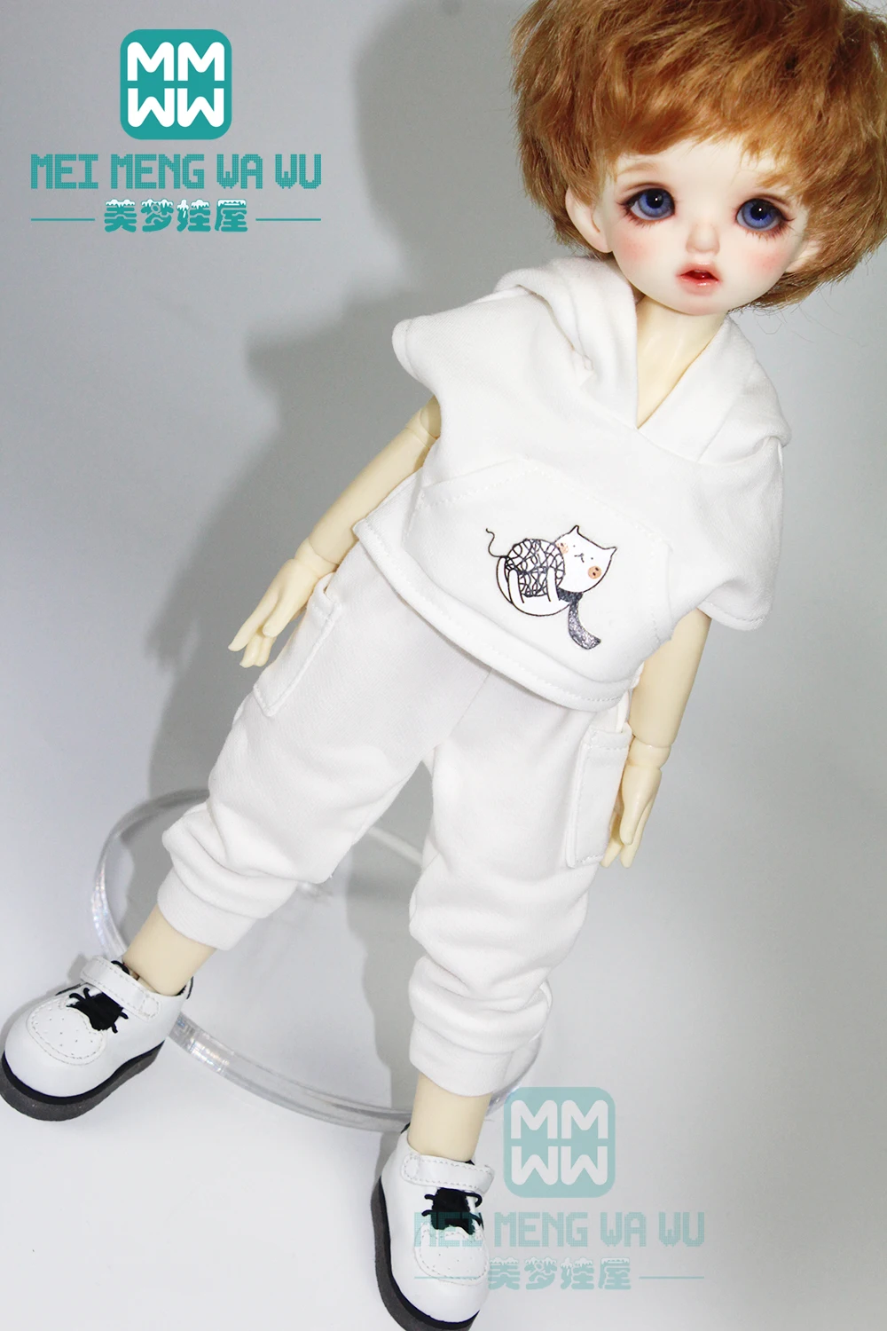 

BJD accessories doll clothes fashion White hooded sports suit for 27cm--30cm 1/6 BJD YOSD doll