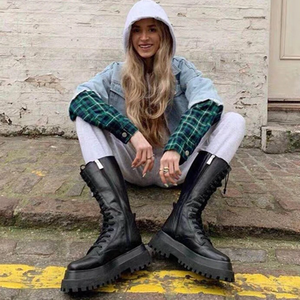 Brand New Ladies INS Hot Chunky Heels Platform Boots Women 2022 Autumn Winter Woman Shoes Fashion Female Motorcycles Boots