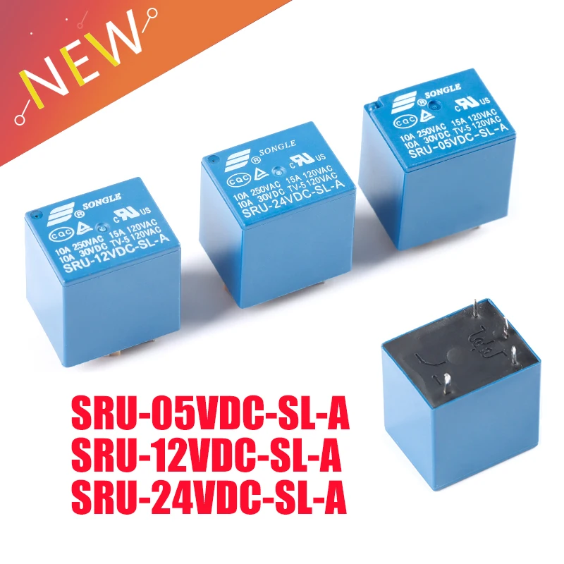 2PCS Relays SRU-05VDC-SL-A SSRU-12VDC-SL-A SRU-24VDC-SL-A 5V 12V 24V 10A 4Pin Power Relais