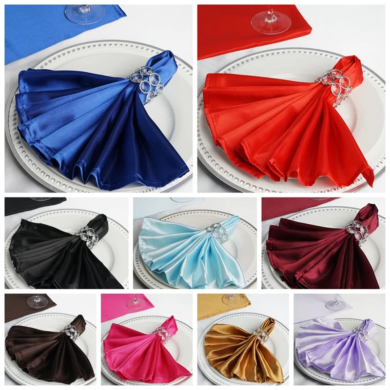 45x45cm Wedding Napkins Satin Handkerchief Cloth Table Napkin Wedding Table Decoration Home Textiles