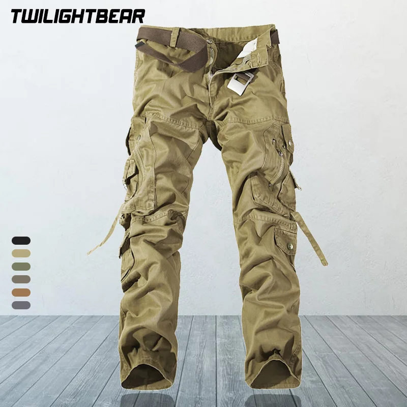 

Oversized Men's Cargo Pants Multipocket Streetwear Pure Cotton Casual Pant Men Clothing Tooling Pant Overall 28-44 AF018