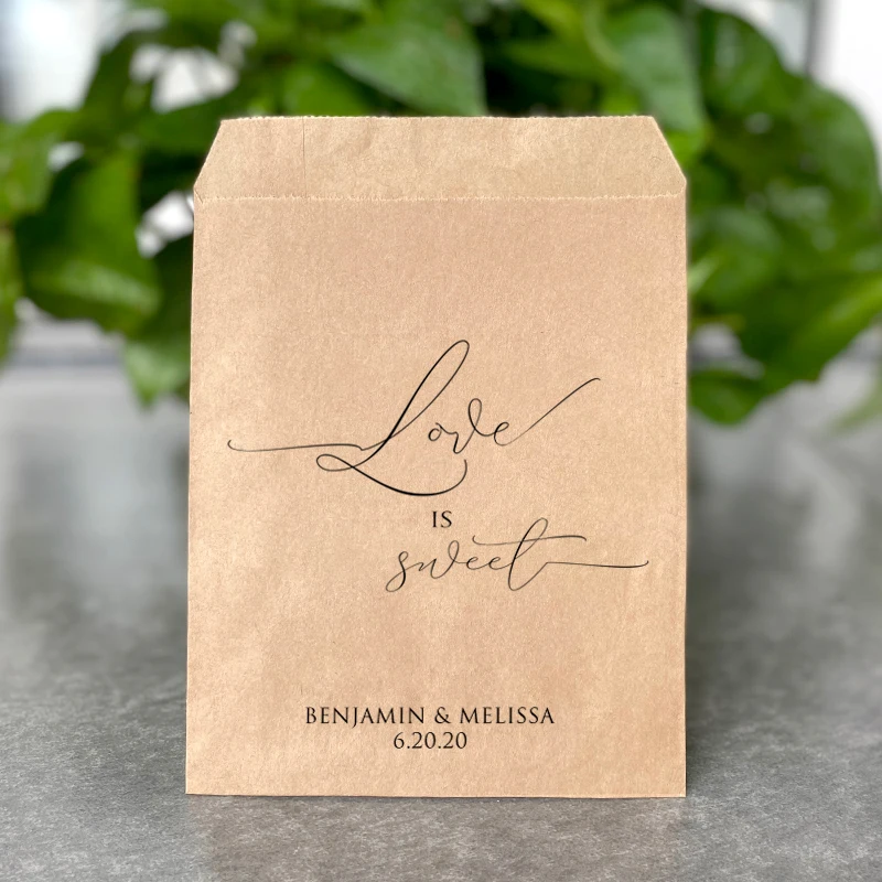 love is sweet bags - Personalized Wedding Favor Bags Kraft and White Paper Bag Party Decor Cookie Donuts Candy Bags