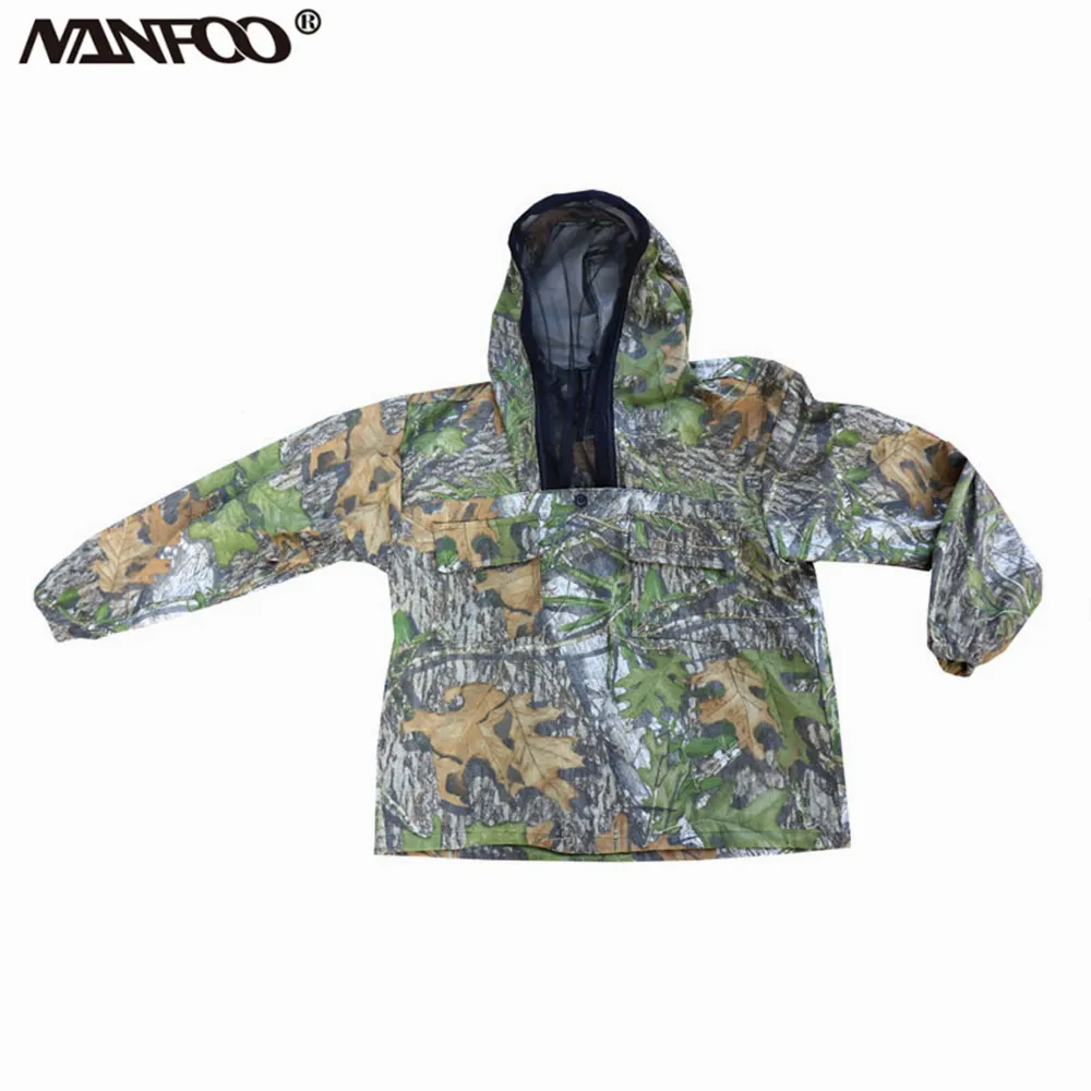 New Outdoor Spring Autumn Bionic Camouflage Hunting Clothes Set Anti-Mosquito Hooded Fishing Ghillie Suit Scratchproof Camo Suit