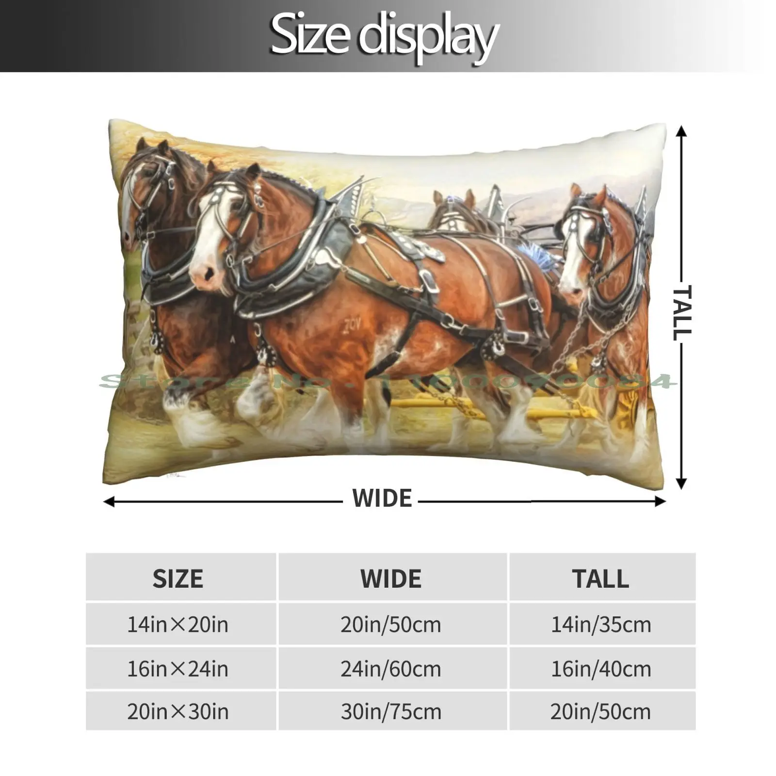 Clydesdales In Harness Pillow Case 20x30 50*75 Sofa Bedroom Clydesdale Heavy Horse Country Farm Long Rectangle Pillowcover Home