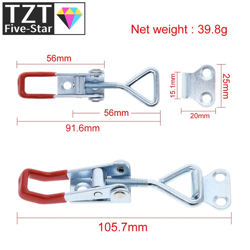 TZT 1/3 Set Verstellbarer Werkzeugkoffer Metall-Kippverschluss Länge Silber+Rot für DIY – Detail 4