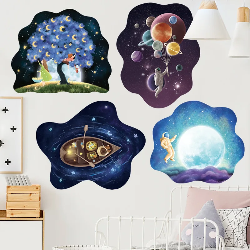 Children's Room Wall sticker Paste Cosmic Star Adventure for Science and Technology Classroom Wall Layout Waterproof Safety