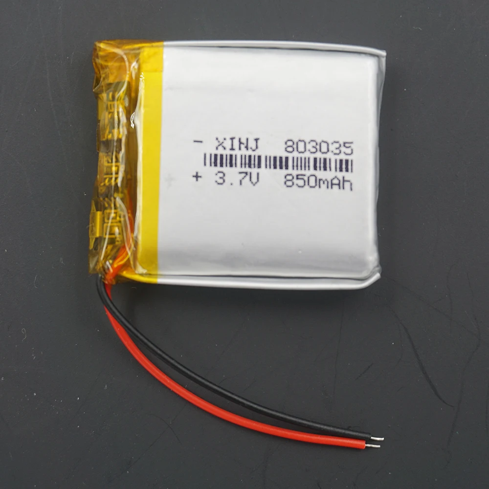 

3.7V 850 mAh Li Polymer LiPo Battery 803035 For GPS Driving Recorder Music Player MP3 MP4 Bluetooth Speaker Telephone Camera