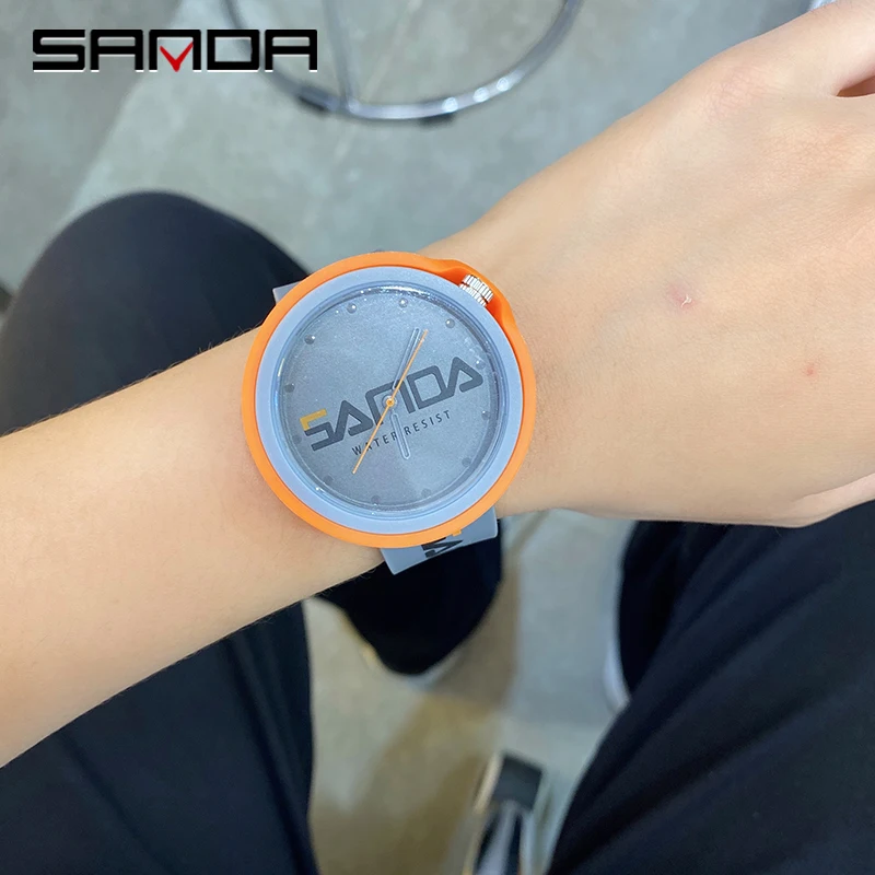 Sanda Mens Watches silicone Luxury Quartz Watch Men Fashion Chronograph Waterproof Men Wrist Watch Relogio Masculino