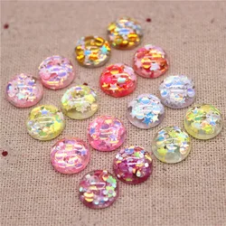 50pcs 12mm Glitter Sequins Filled Resin Round Flatback Cabochon DIY Hair Clip/Jewelry Craft Decoration Accessories