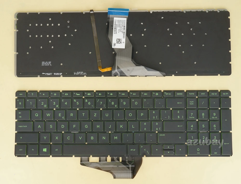 Swiss German CH Keyboard For HP Pavilion 15-cb000 15-cb054nz 15-cb064nz 15-cb070nz 15-cb094nz 15-cb099nz NSK-XDHBQ Green Backlit