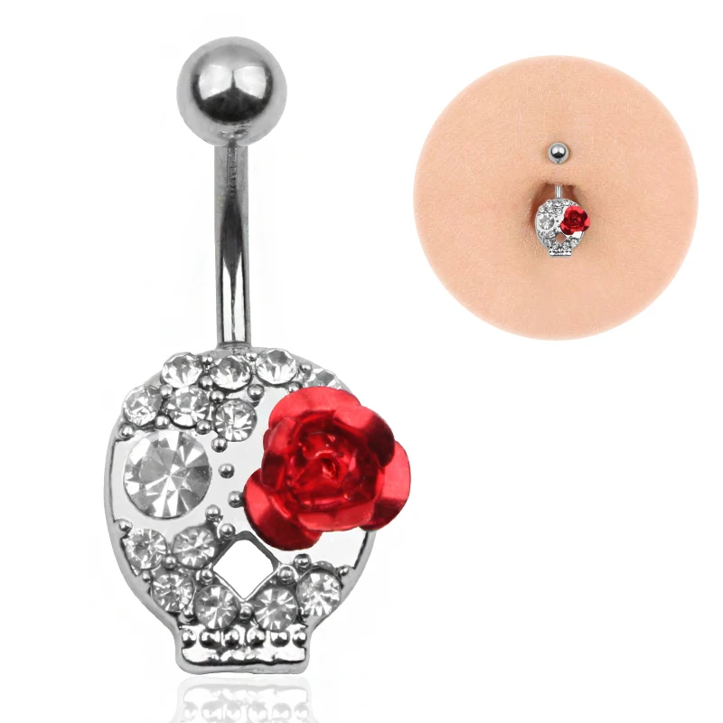 Red CZ Steel Navel Piercing Belly Button Rings Dangled 6 Styles 14G Earrings Piercing Ombligo Body Jewelry For Sexy Women Oreja