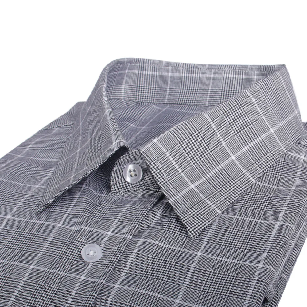 Custom MADE 100% COTTON Glen Plaid Dress Shirts, BESPOKE Casual TAILORED Black White Glen Check Mens Dress Shirts 2020 Chemise