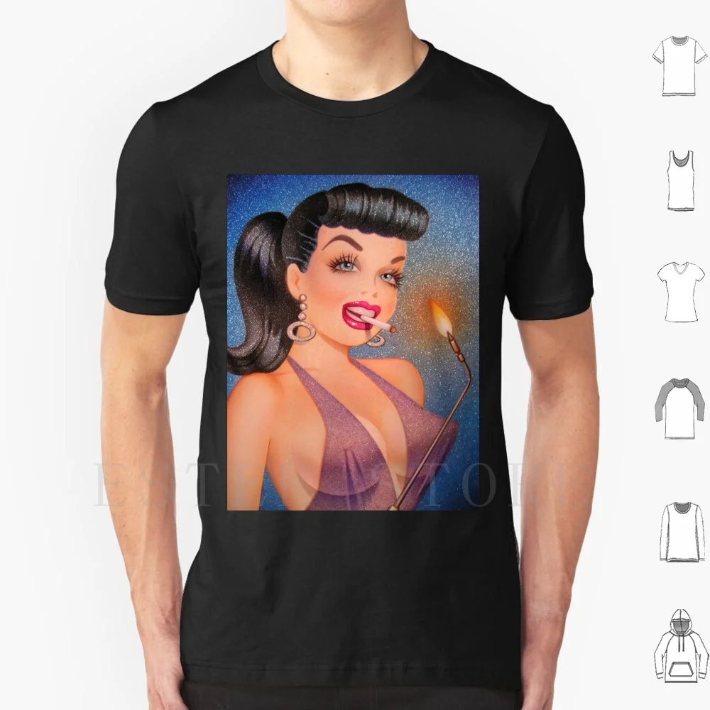 Bettie Blowtorch T Shirt Men Cotton 6xl Pinup Girl Smoking Weld Fire Cute Tail Dale Sizer Sexy Bettie Blowtorch Pot Joint