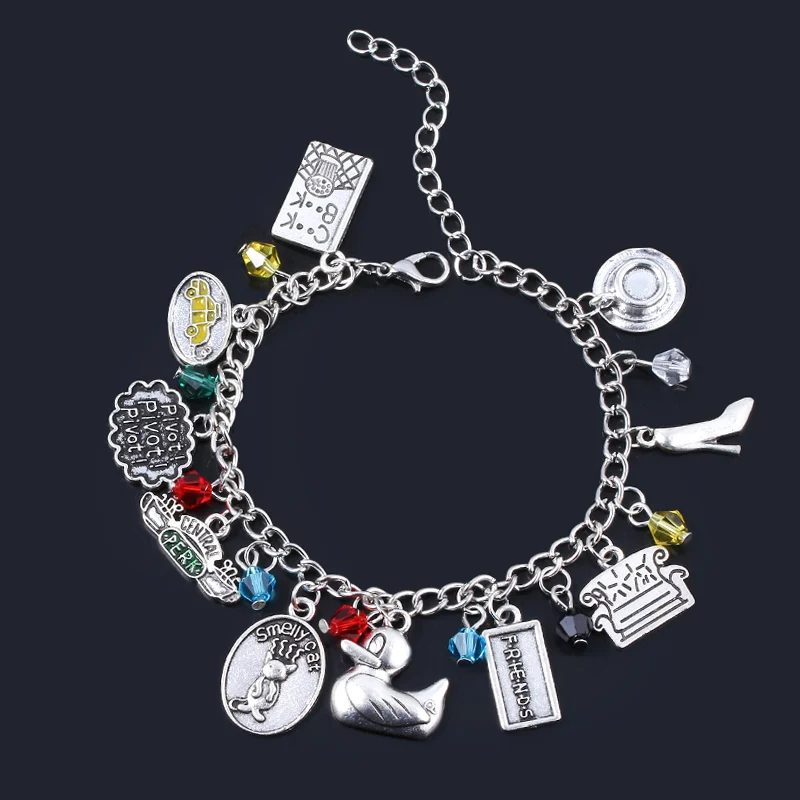 Pulsera con dijes de la serie de TV Friends para mujer y hombre, brazaletes con colgante de la hora del café, regalo de joyería