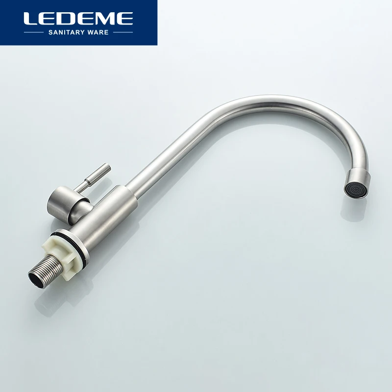LEDEME Kitchen Faucet 360 Rotate Mixer Faucet for Kitchen Design Single Cold Deck Mounted Crane Sinks Faucets L74195