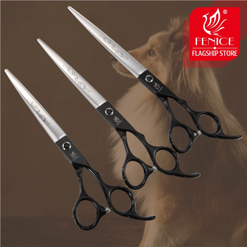 Fenice 7 /7.5/8/ 8.5/ 9 Inch Hond Schaar Voor Hond Grooming Rechte Snijden Pet Grooming scharen Ножницы Tesoura Non-Slip Handvat