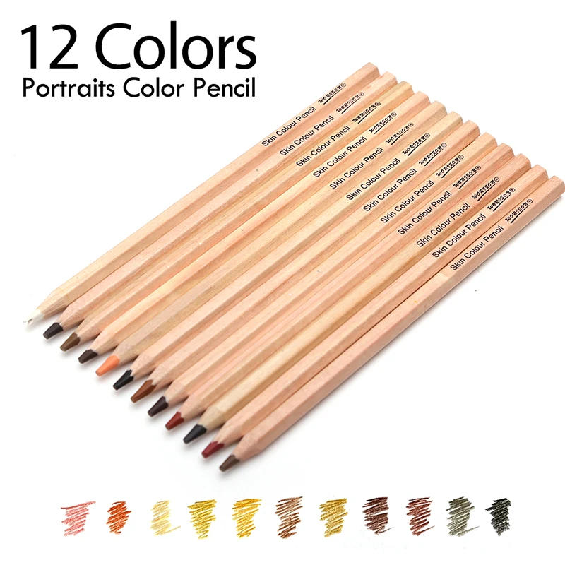 12 Pcs Skin Tone Colored Pencils Wood Portraits Color Pencil For Artists Drawing School Lapices De Colores Stationery