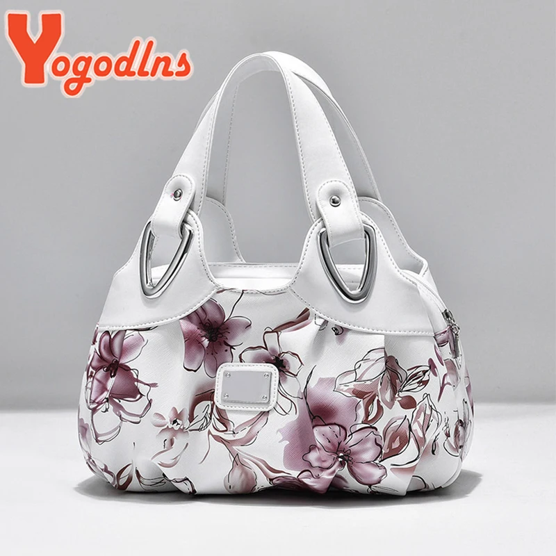 Yogodlns Luxury Handbag Women Printing PU Leather Handle Bag Fashion Brand Lady Tote Big Capacity Shoulder Bag Shopping Purse