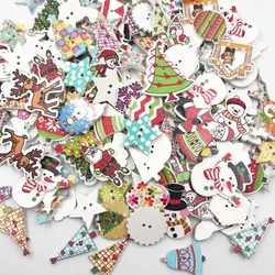 50 sztuk Mix choinka ozdobne guziki 2 otwory drewniane guziki Fit Scrapbooking rzemiosło DIY WB648