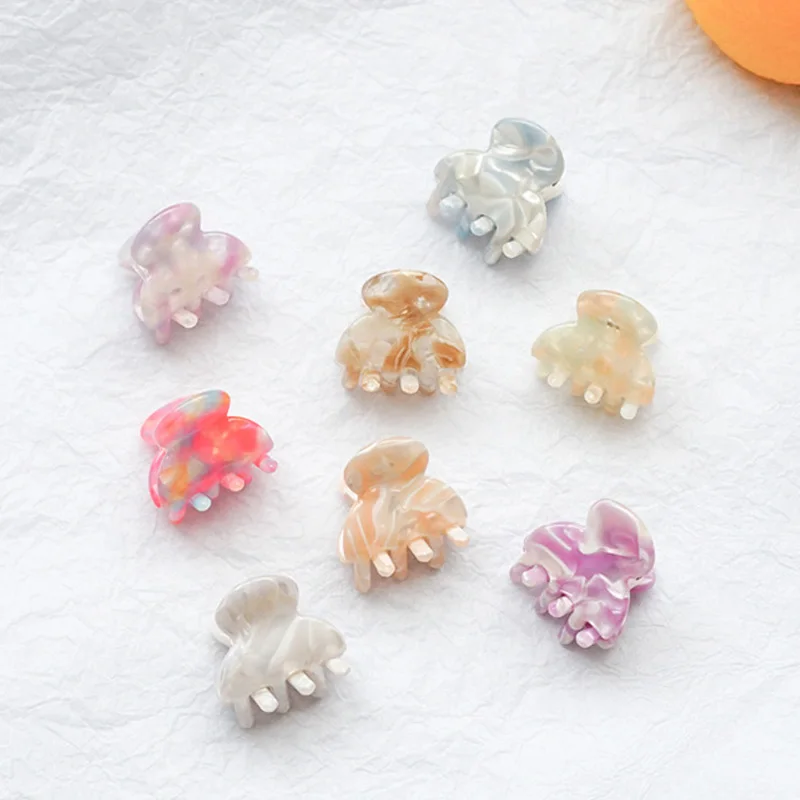 1Pcs Sweet Small Mini Hair Claw Clip For Women Tortoiseshell Mutiple Barrette Acrylic Geometric Hairpin Acetate Hair Accessories