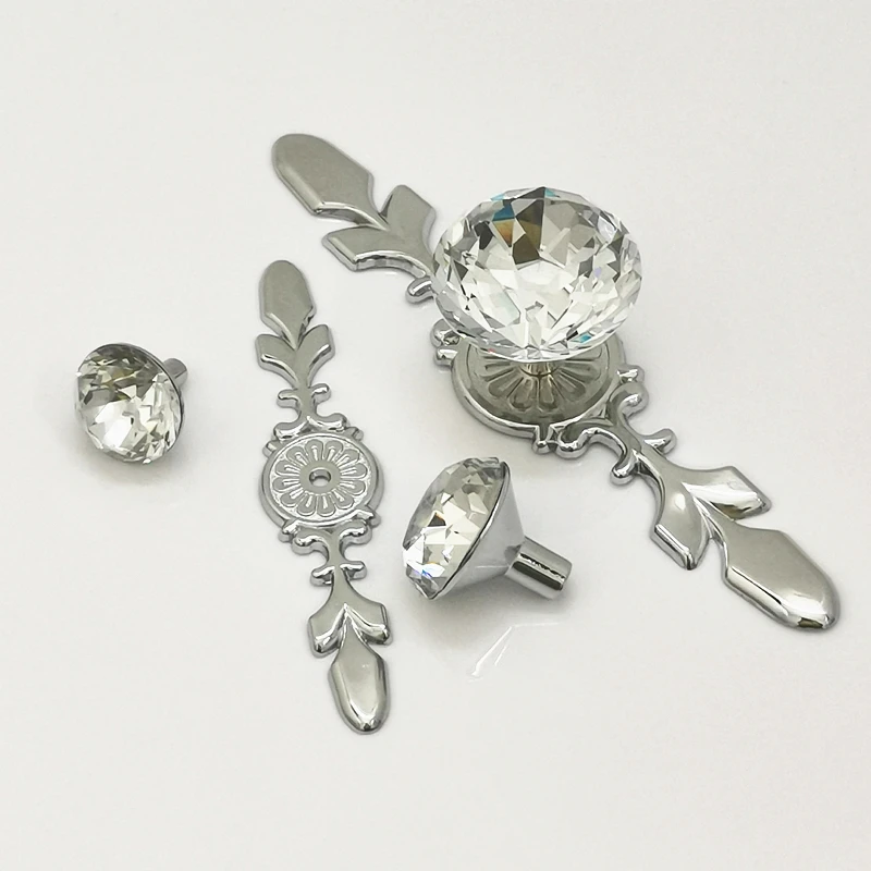 Luxury Diamond Handles for Furniture Shoebox Closet Dresser Drawer Knobs Wardrobe Pulls Pullers Hardware Cabinet Crystal Handles